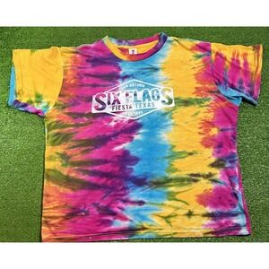 Vintage Tie Dye Shirt 2XL Y2K Six Flags San Antonia‎ Fiest TX Y2k Bright